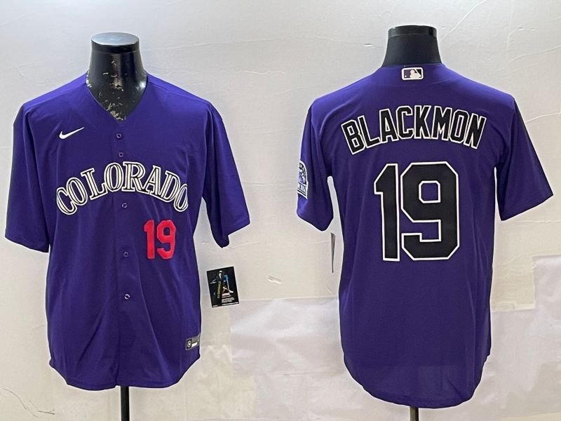 Men Colorado Rockies #19 Blackmon Purple Game 2025 Nike MLB Jersey style 3